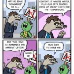 Admiral is holding a sign that has “ai” x’ed out. An ai weasel is talking to him. Ai weasel: sure, there may be some “downsides" to ai. . . - Ai weasel: yeah, it's built on stolen content, it wastes water, and our data centres drive up energy costs and the temperature. - Ai weasel: but you have to remember the massive upside! Admiral: which is? - Ai weasel: how rich it's made me!